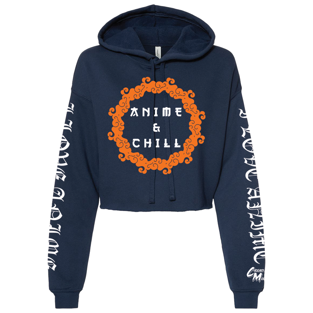 Anime &Chill Cloud Crop Top Hoodie