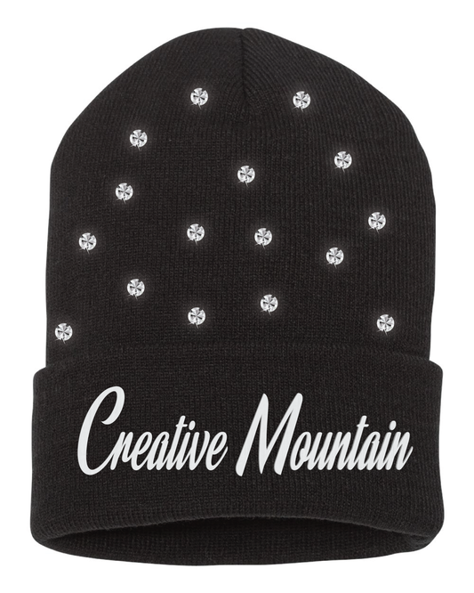 Rhinestone Creative Mountain Cursive Beanie