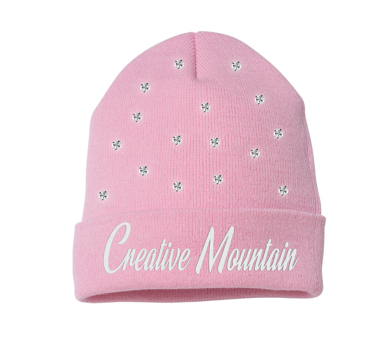 Rhinestone Creative Mountain Cursive Beanie